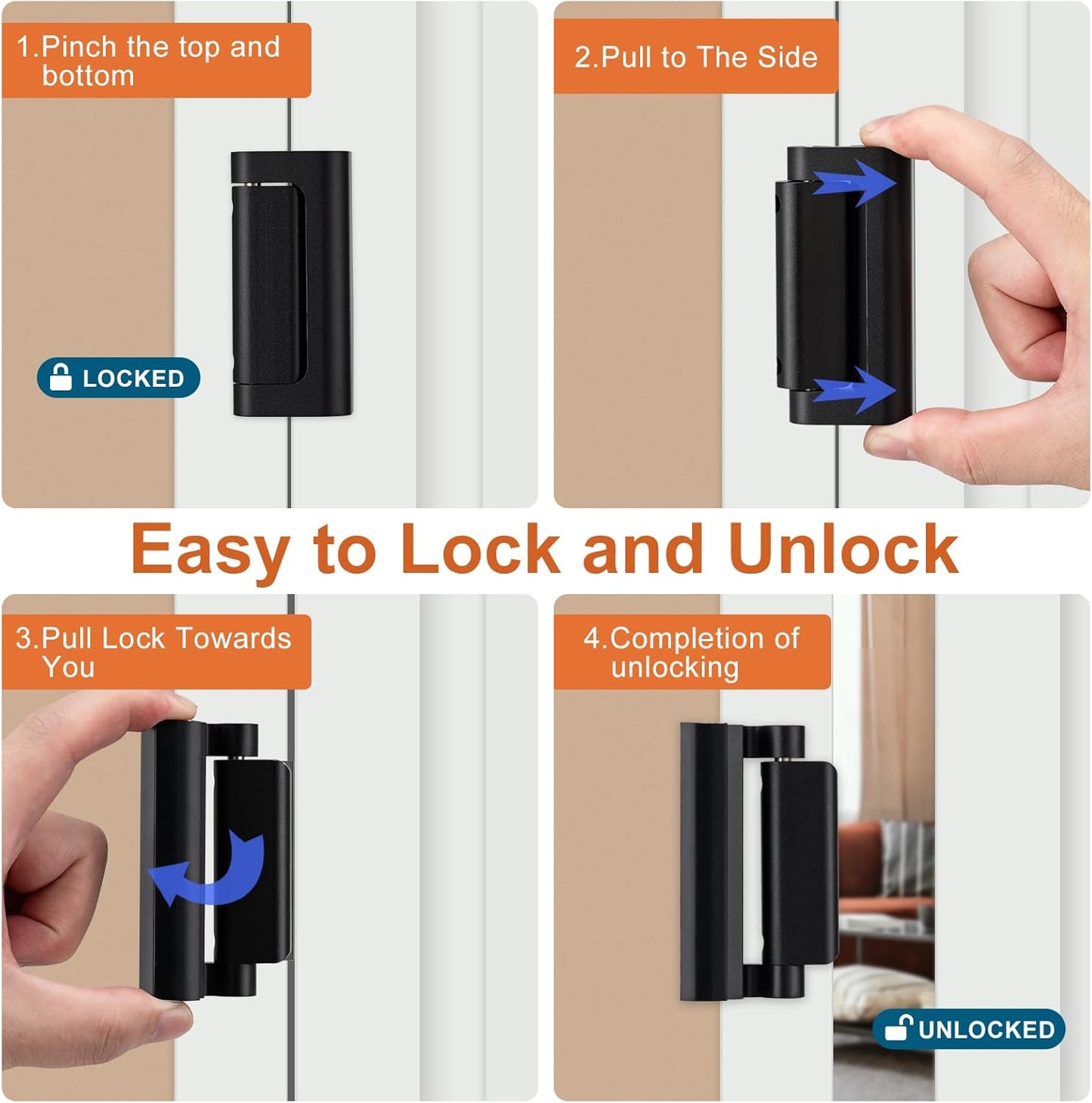 2 Pack Home Security Door Lock